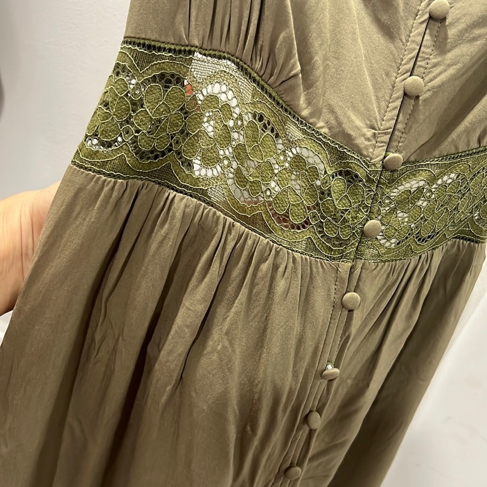 Olive green Open back maxi dress.